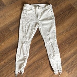 Express White Mid Rise Jean Legging Distressed size 10